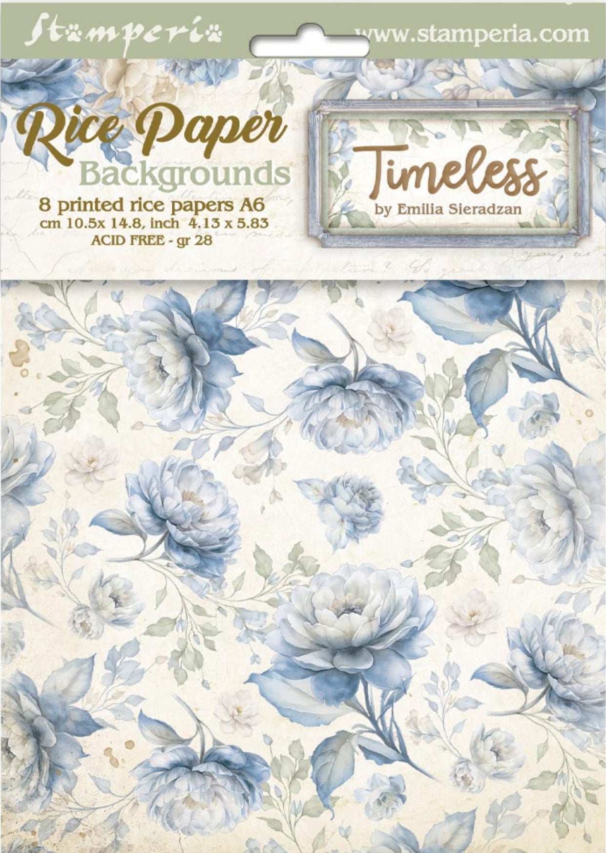 Stamperia Timeless Backgrounds A6 Rice Papers (8/Pk)